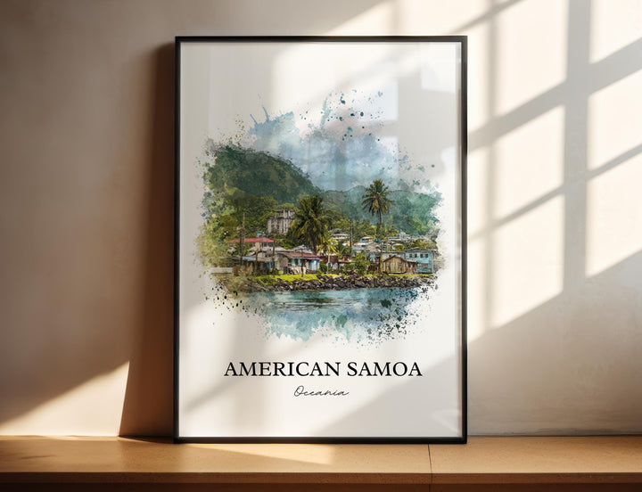 American Samoa Wall Art, Samoa Print, Samoa Watercolor Art, American Samoa Gift, Travel Print, Travel Poster, Housewarming Gift