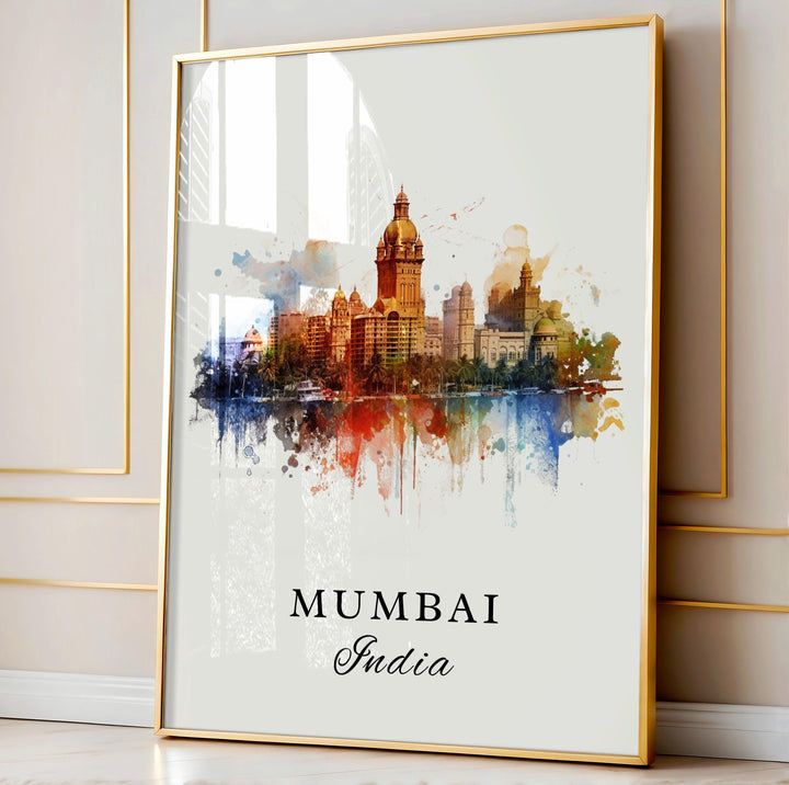 Mumbai India wall art - India, Mumbai poster, Mumbai India Wedding gift, Mumbai Birthday present, Custom Text, Personalised Gift