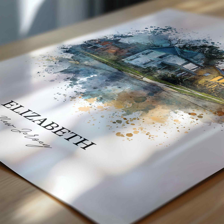 Elizabeth, New Jersey, NJ – Watercolor Art Print