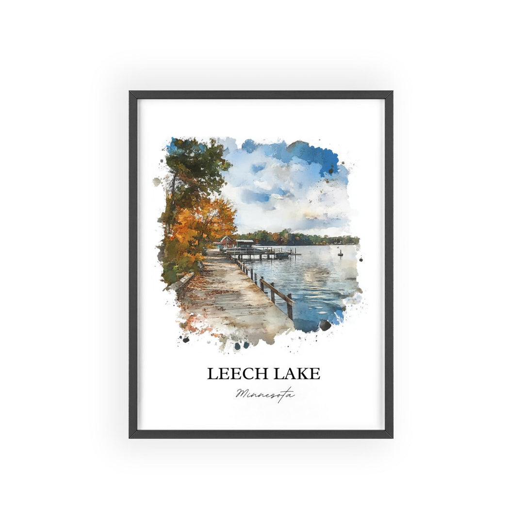 Leech Lake Wall Art, Cass County Print, Minnesota Watercolor Art, Leech Lake MN Gift, Travel Print, Travel Poster, Housewarming Gift