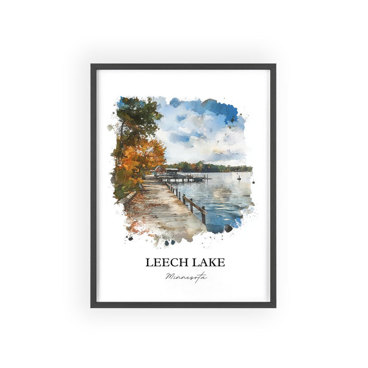 Leech Lake Wall Art, Cass County Print, Minnesota Watercolor Art, Leech Lake MN Gift, Travel Print, Travel Poster, Housewarming Gift