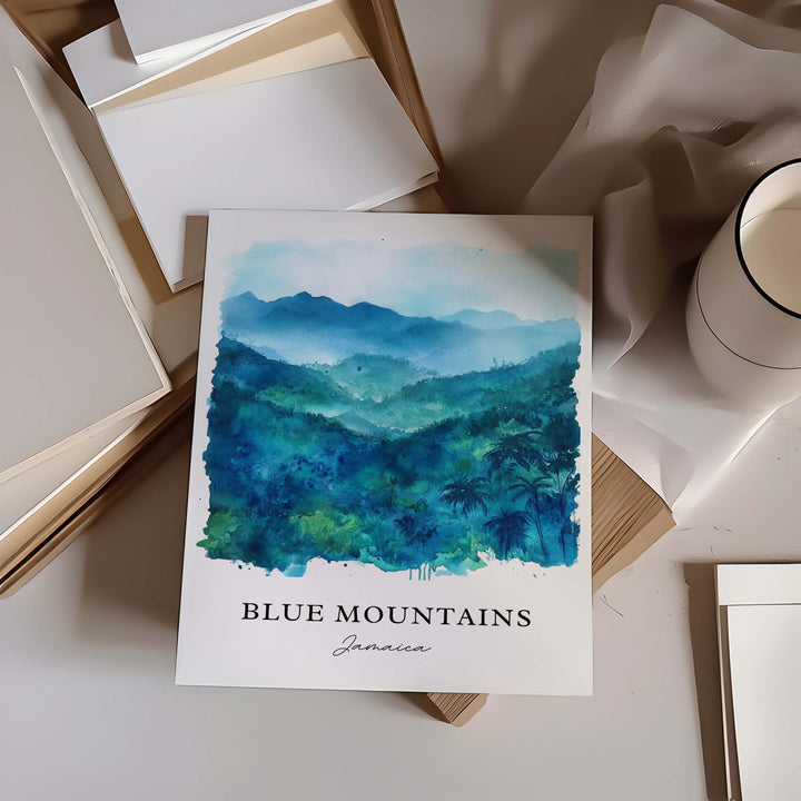 Blue Mountains Jamaica Wall Art - Caribbean Print