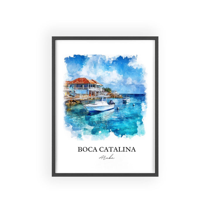 Boca Catalina Wall Art, Malmok Beach Print, Aruba Watercolor Art, Boca Catalina Gift, Travel Print, Travel Poster, Housewarming Gift