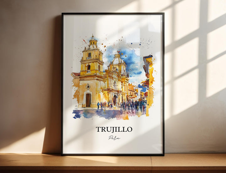 Trujillo Peru Wall Art, Department of La Libertad, Peru Watercolor Art, Trujillo Peru Gift, Travel Print, Travel Poster, Housewarming Gift