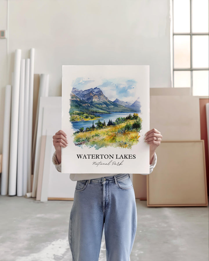 Waterton Lakes National Park Art, Alberta Print, Alberta Artwork, Waterton Lakes Park Gift, Travel Print, Travel Poster, Housewarming Gift