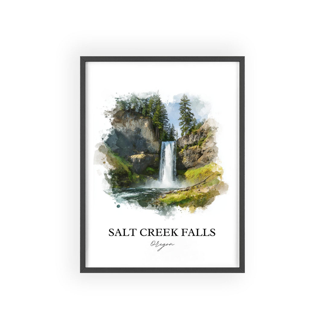 Salt Creek Falls, Oregon, USA – Watercolor Art Print