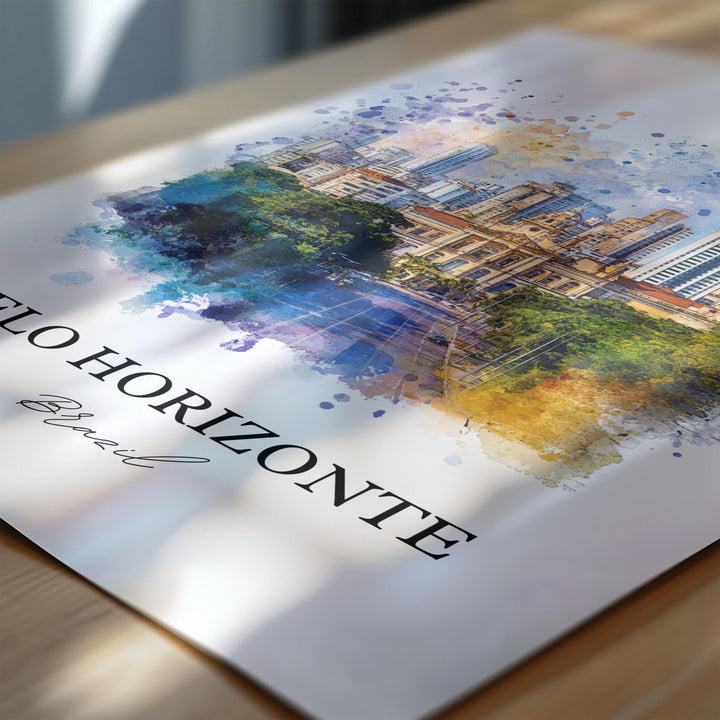 Belo Horizonte, Brazil – Watercolor Art Print