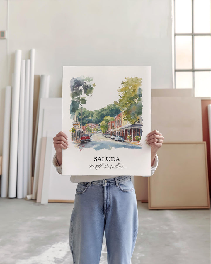 Saluda NC Wall Art, Polk County NC Print, North Carolina Watercolor Art, Saluda NC Gift, Travel Print, Travel Poster, Housewarming Gift