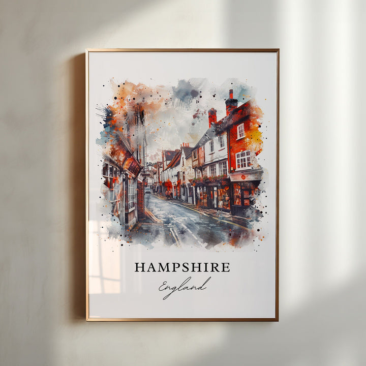 Hampshire England Wall Art, Hampshire Print, Berkshire UK Watercolor, Hampshire England Gift,