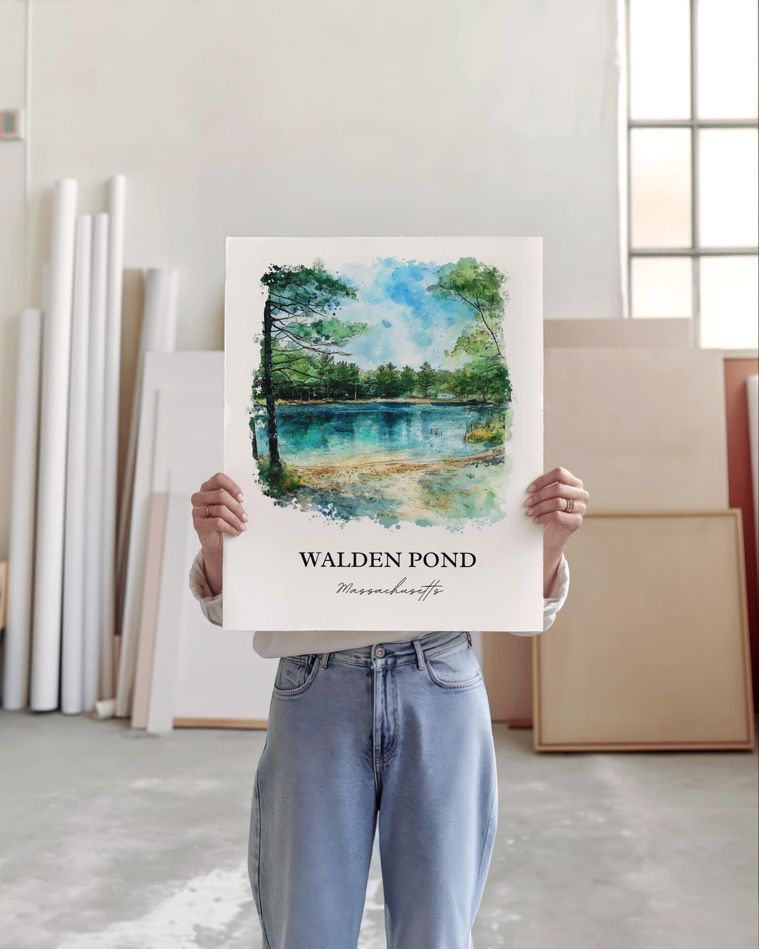 Walden Pond, Massachusetts, Massachusetts – Watercolor Art Print