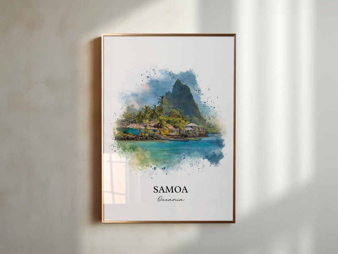 Samoa Wall Art, Samoa Print, Samoa Watercolor Art, American Samoa Gift, Travel Print, Travel Poster, Housewarming Gift