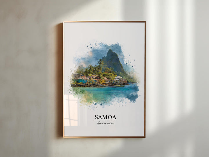 Samoa Wall Art, Samoa Print, Samoa Watercolor Art, American Samoa Gift, Travel Print, Travel Poster, Housewarming Gift