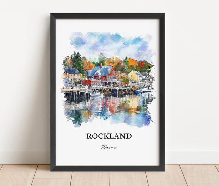 Rockland Maine Wall Art, Knox County Print, Maine Watercolor Art, Rockland ME Gift, Travel Print, Travel Poster, Housewarming Gift