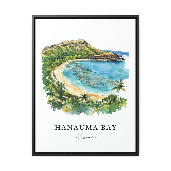 Hanauma Bay Wall Art, Oahu Print, Hanauma Bay Watercolor Art, East Honolulu Gift,