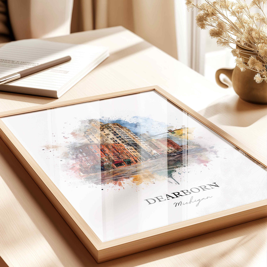 Dearborn, Michigan – Watercolor Art Print