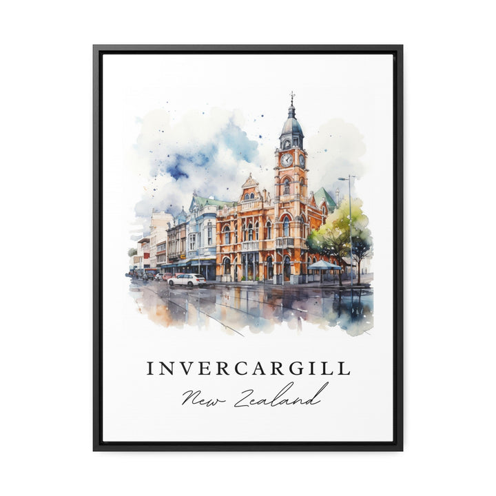 Invercargill traditional travel art - New Zealand, Invercargill poster, Wedding gift, Birthday present, Custom Text, Personalized Gift