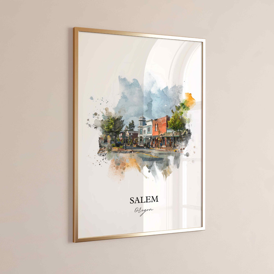 Salem Oregon Wall Art, Salem Print, Salem Watercolor Art, Salem Oregon Gift, Travel Print, Travel Poster, Housewarming Gift