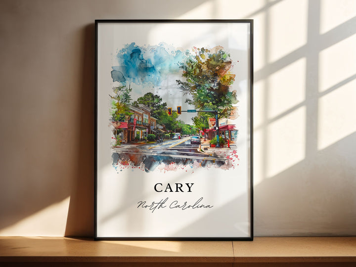 Cary, North Carolina, USA – Watercolor Art Print