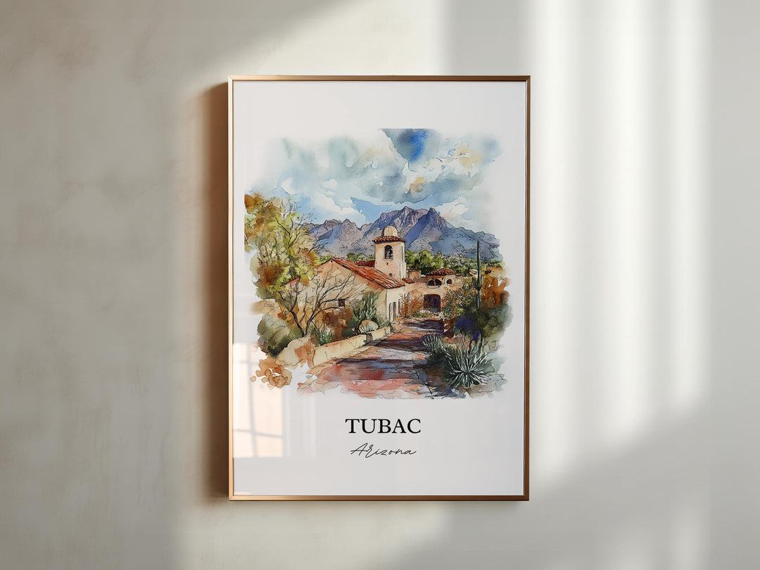 Tubac AZ Wall Art, Santa Cruz County AZ Print, Arizona Watercolor Art, Tubac Arizona Gift, Travel Print, Travel Poster, Housewarming Gift
