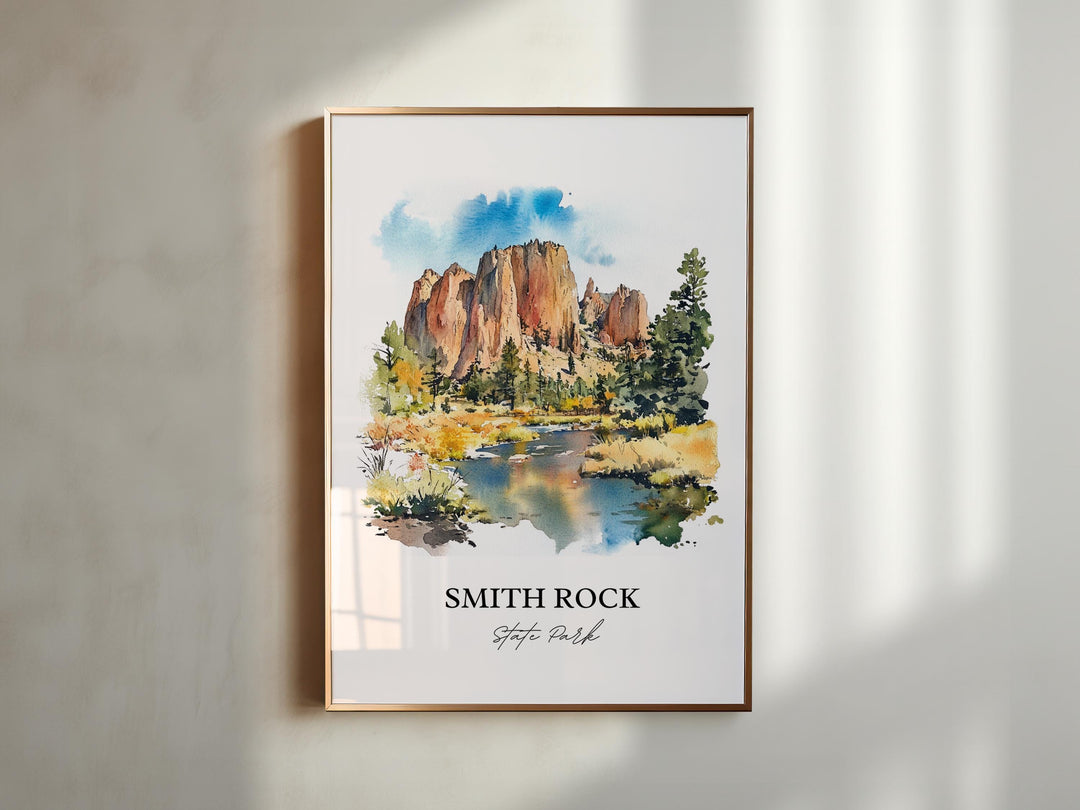 Smith Rock State Park Art, Deschutes County Print, Oregon Watercolor, Smith Rock Park Gift, Travel Print, Travel Poster, Housewarming Gift