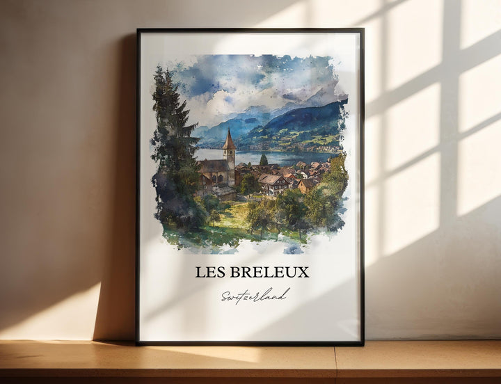 Les Breuleux Art, Switzerland Print, Les Breuleux Watercolor, Jura Canton Switzerland Gift, Travel Print, Travel Poster, Housewarming Gift