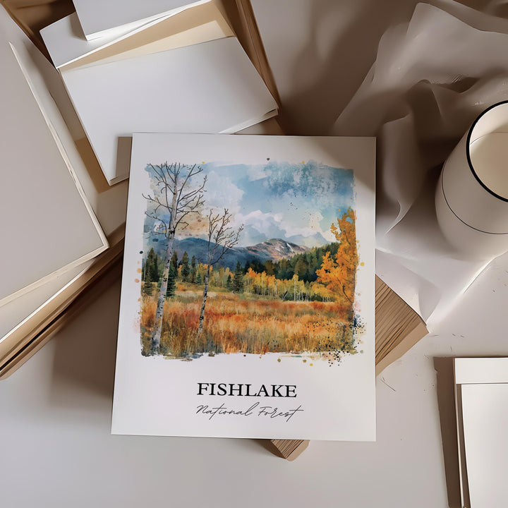 Fishlake National Forest, USA – Watercolor Art Print