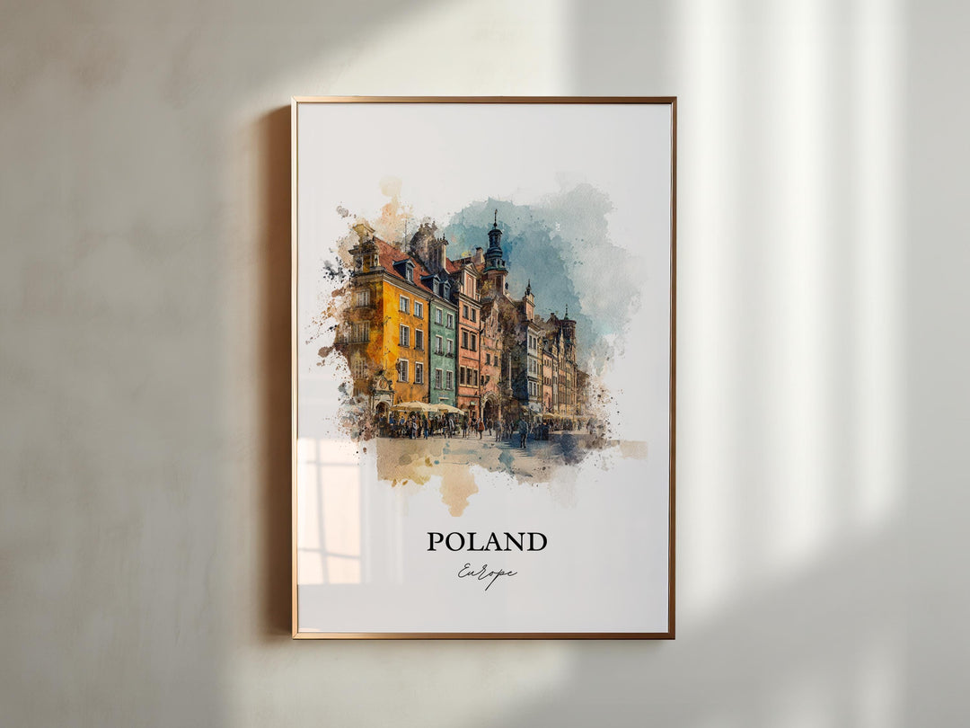 Poland Wall Art, Poland Print, Poland Watercolor Art, Poland Country Gift, Travel Print, Travel Poster, Housewarming Gift