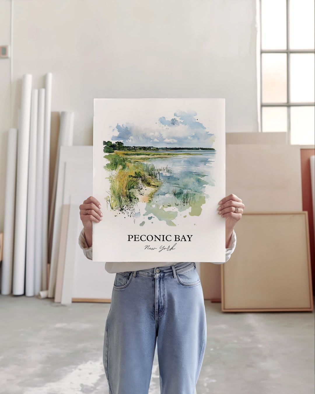 Peconic Bay Wall Art, Suffolk County Print, Long Island Watercolor Art, Peconic Bay Gift, Travel Print, Travel Poster, Housewarming Gift