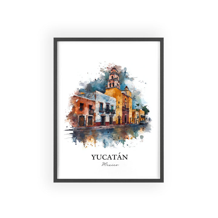 Yucatán Mexico Wall Art, Yucatán Print, Yucatán Watercolor Art, Yucatán MX Gift, Mexico Travel Print, Travel Poster, Housewarming Gift