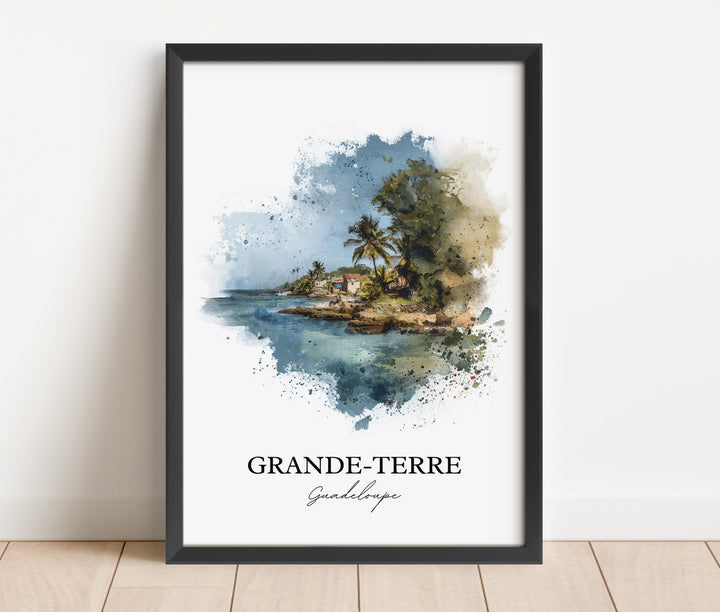 Grande-Terre Wall Art, Guadeloupe Print, Guadeloupe Watercolor Art, Guadeloupe Gift, Guadeloupe Print, Travel Poster, Housewarming Gift
