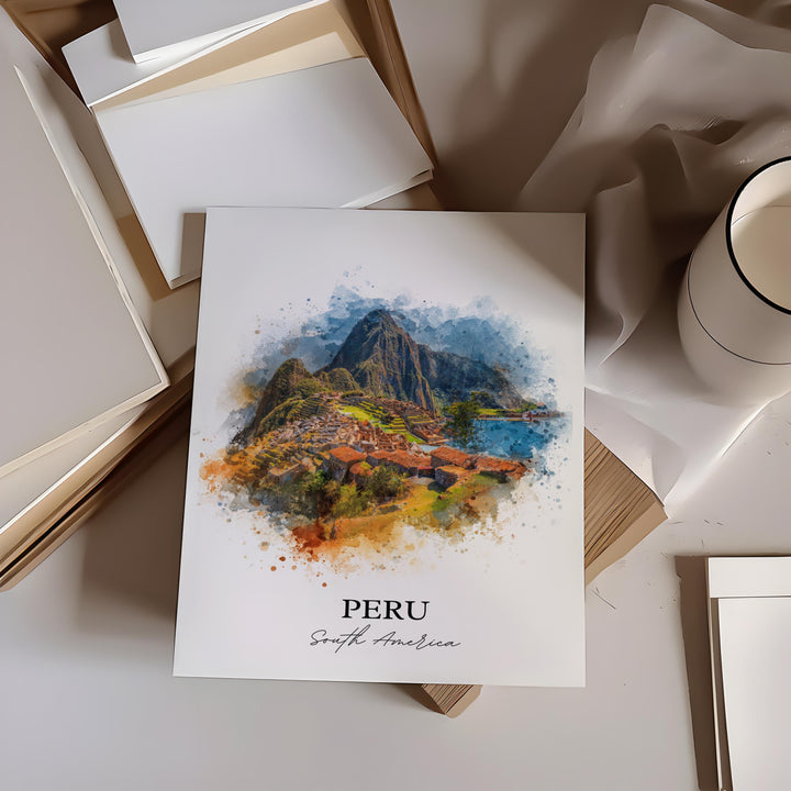 Peru Wall Art, Peru Print, Peru Watercolor Art, Peru Country Gift, Travel Print, Travel Poster, Housewarming Gift