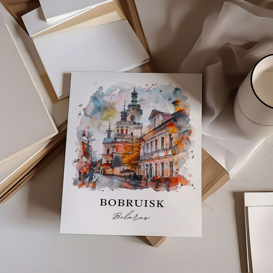 Bobruisk Wall Art, Bobruisk Print, Bobruisk Blearus Watercolor Art, Blearus Gift, Travel Poster, Belarus Housewarming Gift
