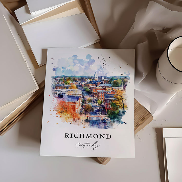 Richmond KY Wall Art, Richmond Print, Richmond Kentucky Watercolor, Madison County KY Gift,