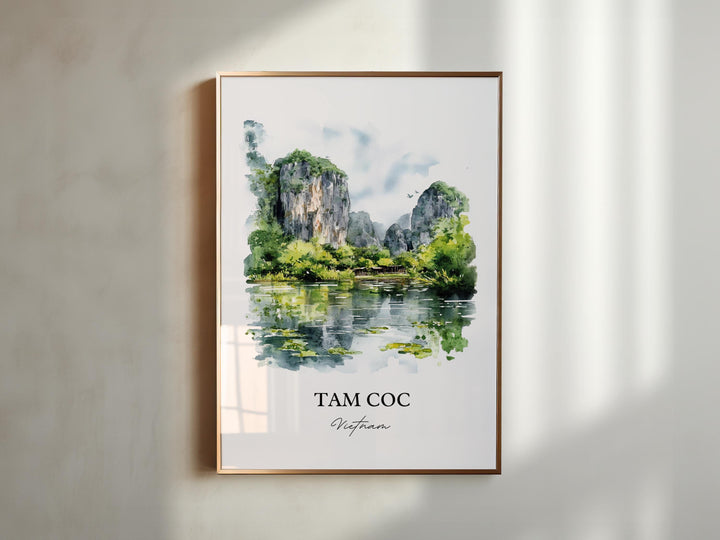 Tam Coc Wall Art, Ninh Bình Print, Vietnam Watercolor Art, Tam Coc Vietnam Gift, Travel Print, Travel Poster, Housewarming Gift
