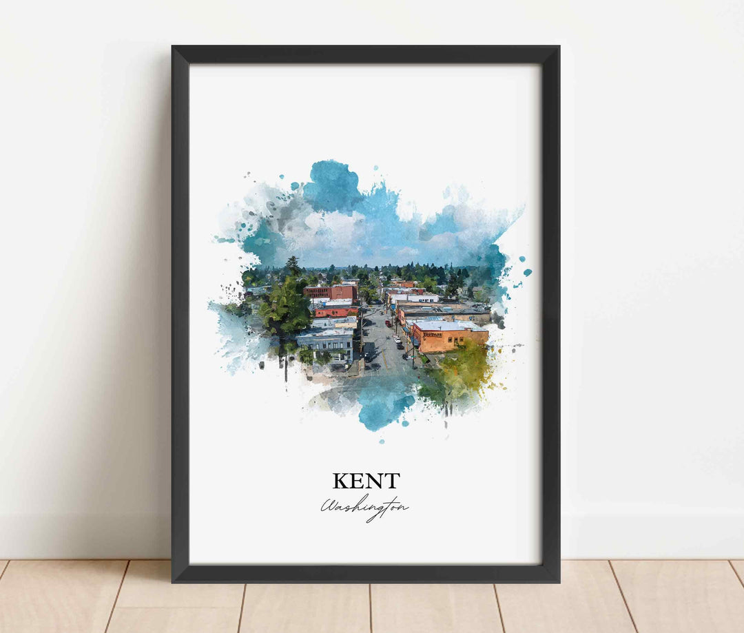 Kent Washington Wall Art, Kent Print, Kent Watercolor Art, Kent WA Gift, Travel Print, Travel Poster, Housewarming Gift