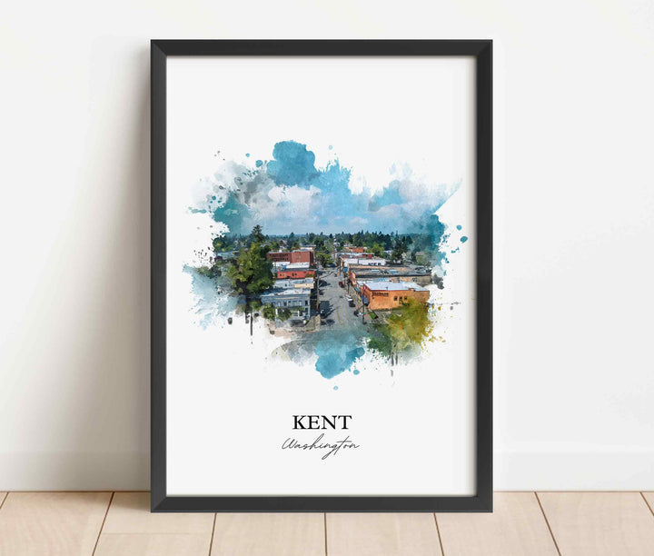 Kent Washington Wall Art, Kent Print, Kent Watercolor Art, Kent WA Gift, Travel Print, Travel Poster, Housewarming Gift