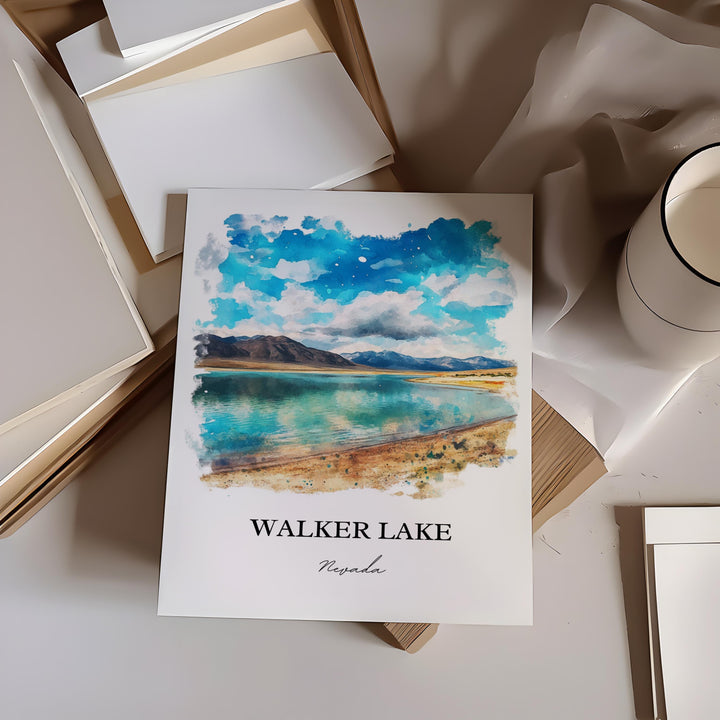 Walker Lake NV Wall Art, Mineral County Print, Reno NV Watercolor Art, Walker Lake Gift, Travel Print, Travel Poster, Housewarming Gift