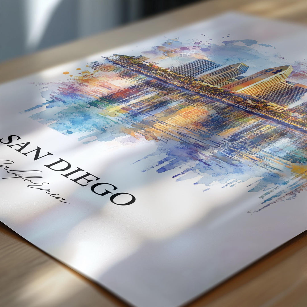 San Diego Wall Art, SoCal Print, California Watercolor Art, San Diego Gift, Travel Print, Travel Poster, Housewarming Gift