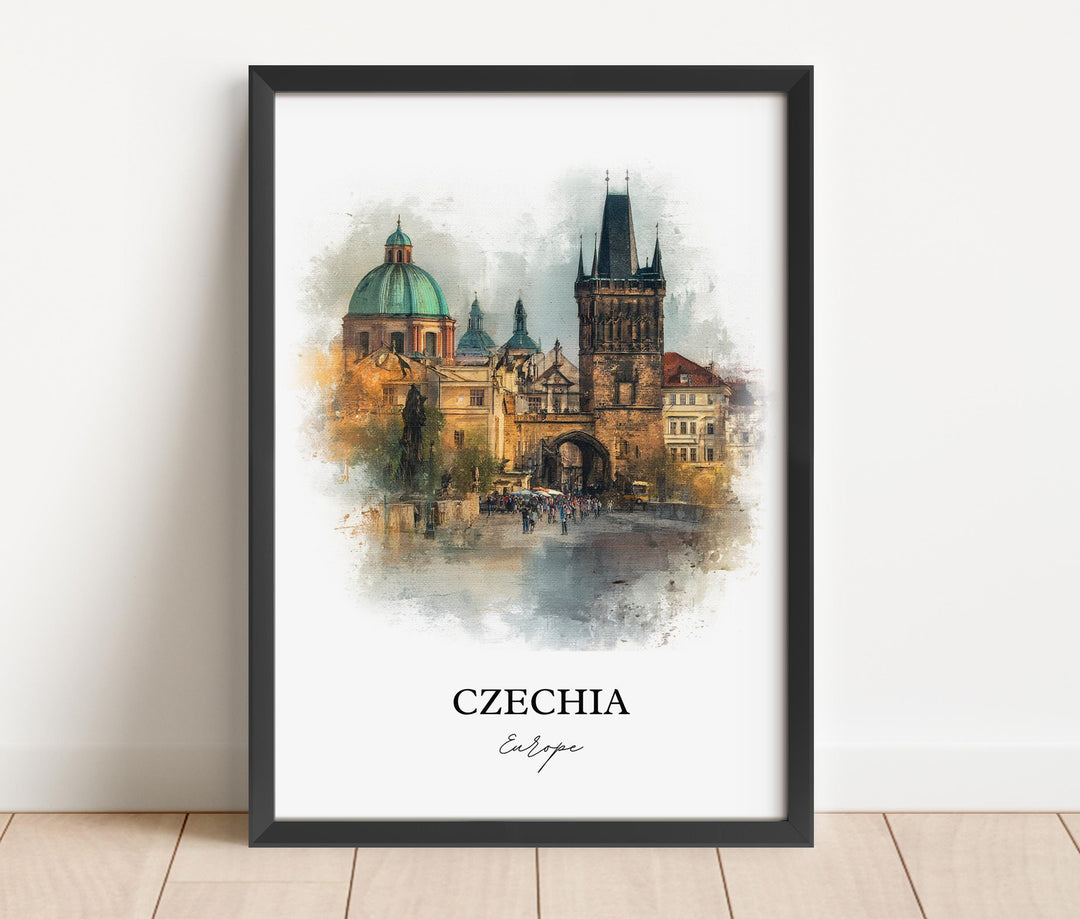 Czechia Wall Art, Czechia Print, Prague Watercolor Art, Czech Republic Gift, Travel Print, Travel Poster, Housewarming Gift
