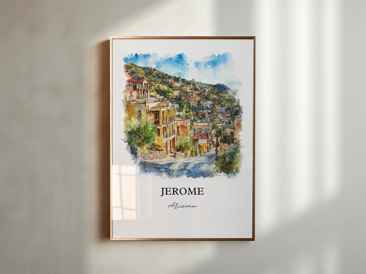 Jerome Arizona Wall Art, Yavapai County Print, Arizona Watercolor Art, Jerome AZ Gift, Travel Print, Travel Poster, Housewarming Gift