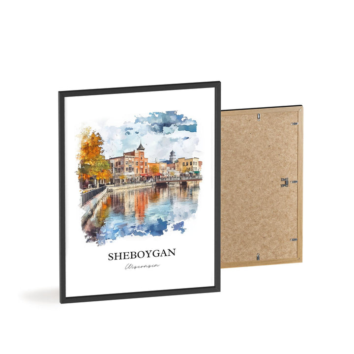 Sheboygan WI Wall Art, Sheboygan Print, Wisconsin Watercolor Art, Sheboygan WI Gift, Travel Print, Travel Poster, Housewarming Gift