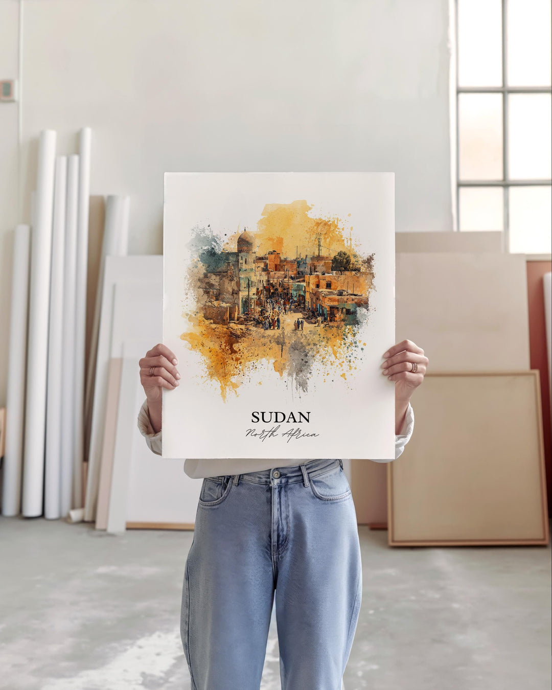 Sudan Wall Art, Sudan Print, Sudan Watercolor Art, Sudan Africa Gift, Travel Print, Travel Poster, Housewarming Gift