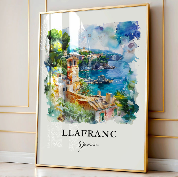 Llafranc Spain Wall Art, Llafranc Palafrugell Print, Girona Spain Watercolor, Llafranc Gift,