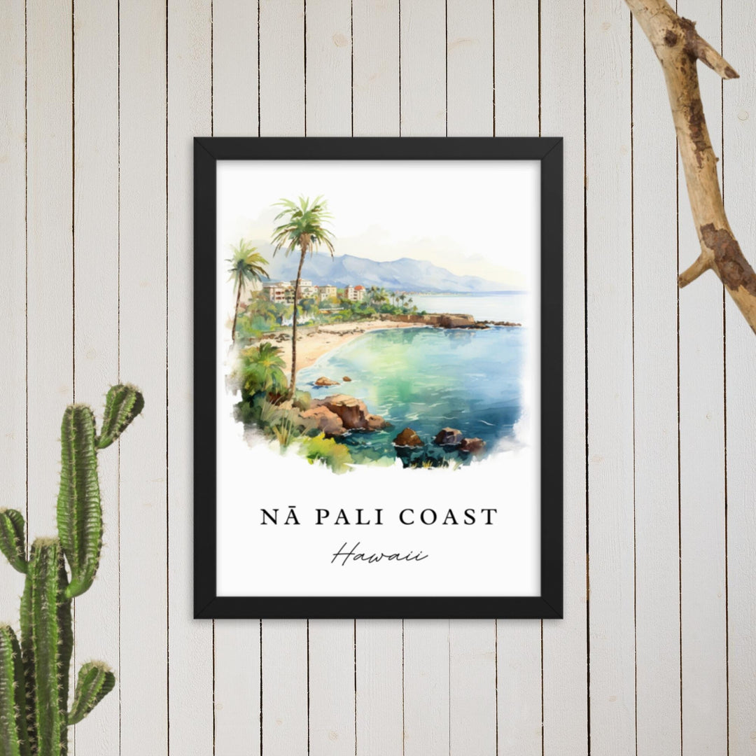 Napoli Hawaii wall art - Hawaii, Na Pali poster, Napoli Wedding gift, Napoli HI Birthday present, Custom Text, Personalised Gift