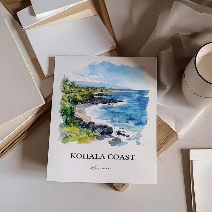 Kohala Coast Wall Art, Big Island Print, Hawaii Watercolor Art, Kohala Coast Gift, Travel Print, Travel Poster, Housewarming Gift