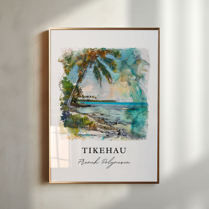 Tikehau Wall Art, Porutu-kai Print,  French Polynesia Watercolor Art, Tikehau Gift,