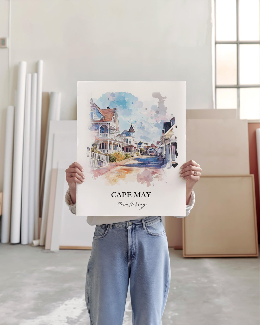 Cape May NJ Wall Art, Cape May Print, Jersey Shore Watercolor Art, Cape May Gift, Travel Print, Travel Poster, Housewarming Gift