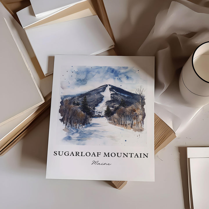 Sugarloaf Mountain ME Art, Sugarloaf Mtn Print, Carrabassett Valley, Franklin County ME Gift,