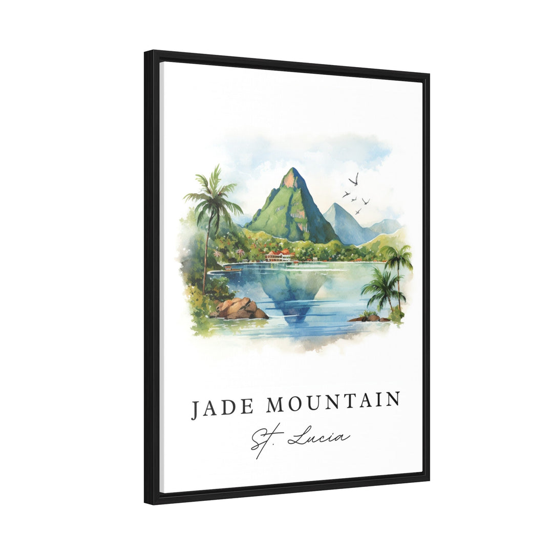 Jade Mountain traditional travel art - St Lucia, Jade Mountain poster print, Wedding gift, Birthday present, Custom Text, Perfect Gift