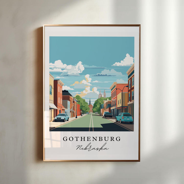 Gothenburg NE wall art - Nebraska, Gothenburg poster, Gothenburg Wedding gift, Birthday present, Custom Text, Personalised Gift